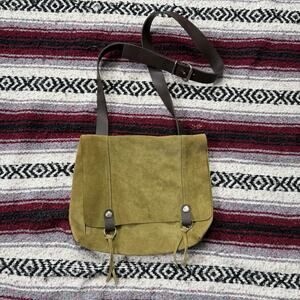 Women's Prune Green Suede Boho Messenger Crossbody Shoulder Bag Medium (12 x 11)